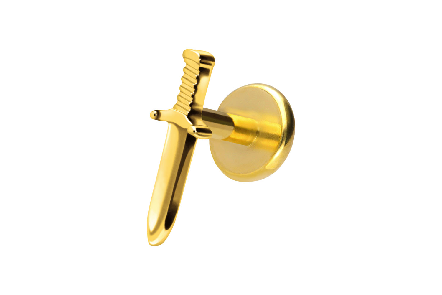 Titan Labret Piercing mit Push Fit SCHWERT